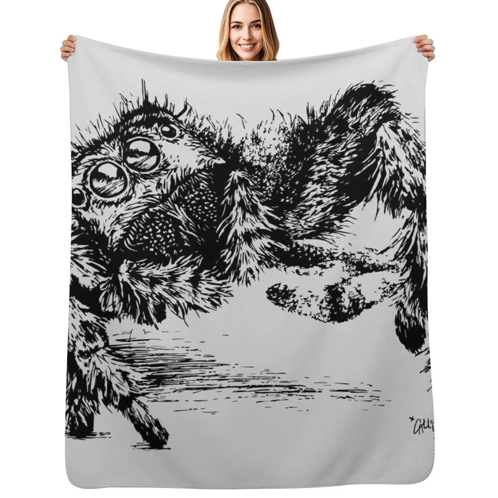 Jumping Spider Encounter Throw Blanket Air Conditioner Soft Blanket for Office Home
