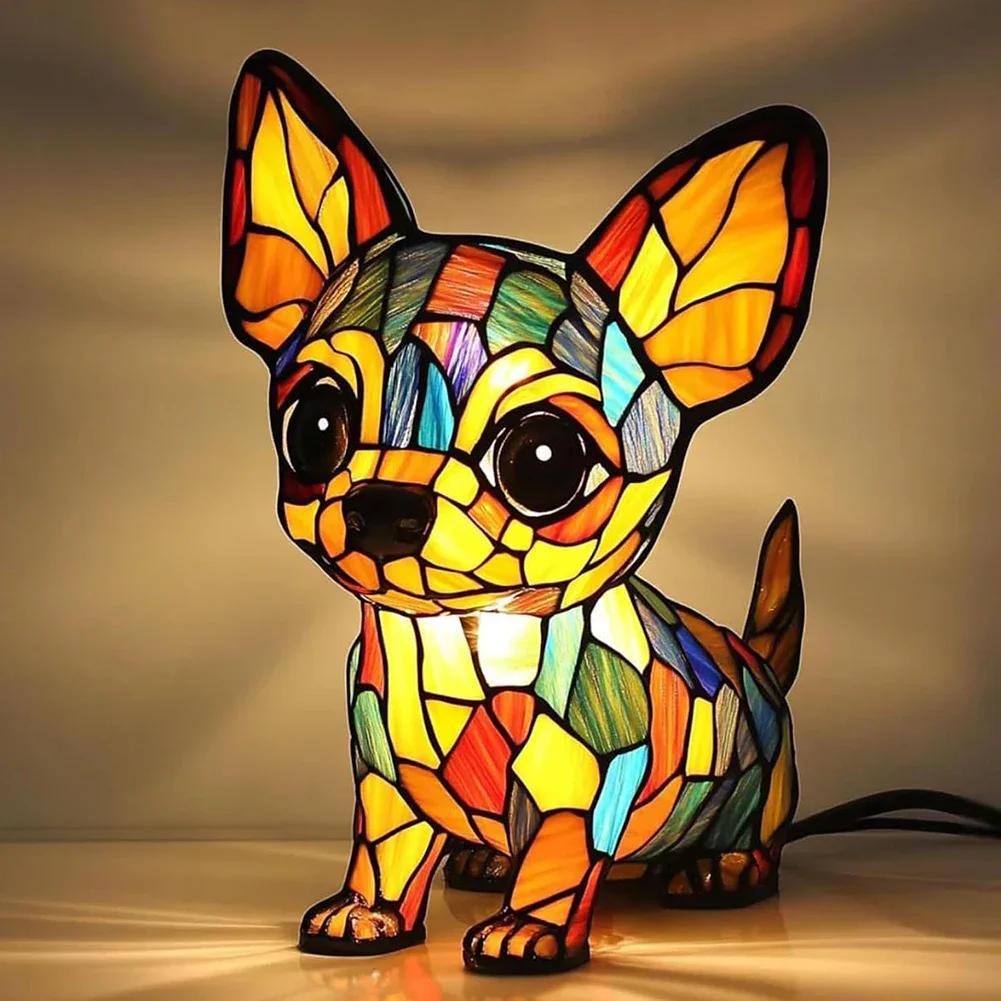 LED コーギー ランプとパグ ランプ犬シリーズ アート ナイトライト ステンド樹脂フレンチ卓上ナイトライトかわいいペット犬デスクトップ装飾