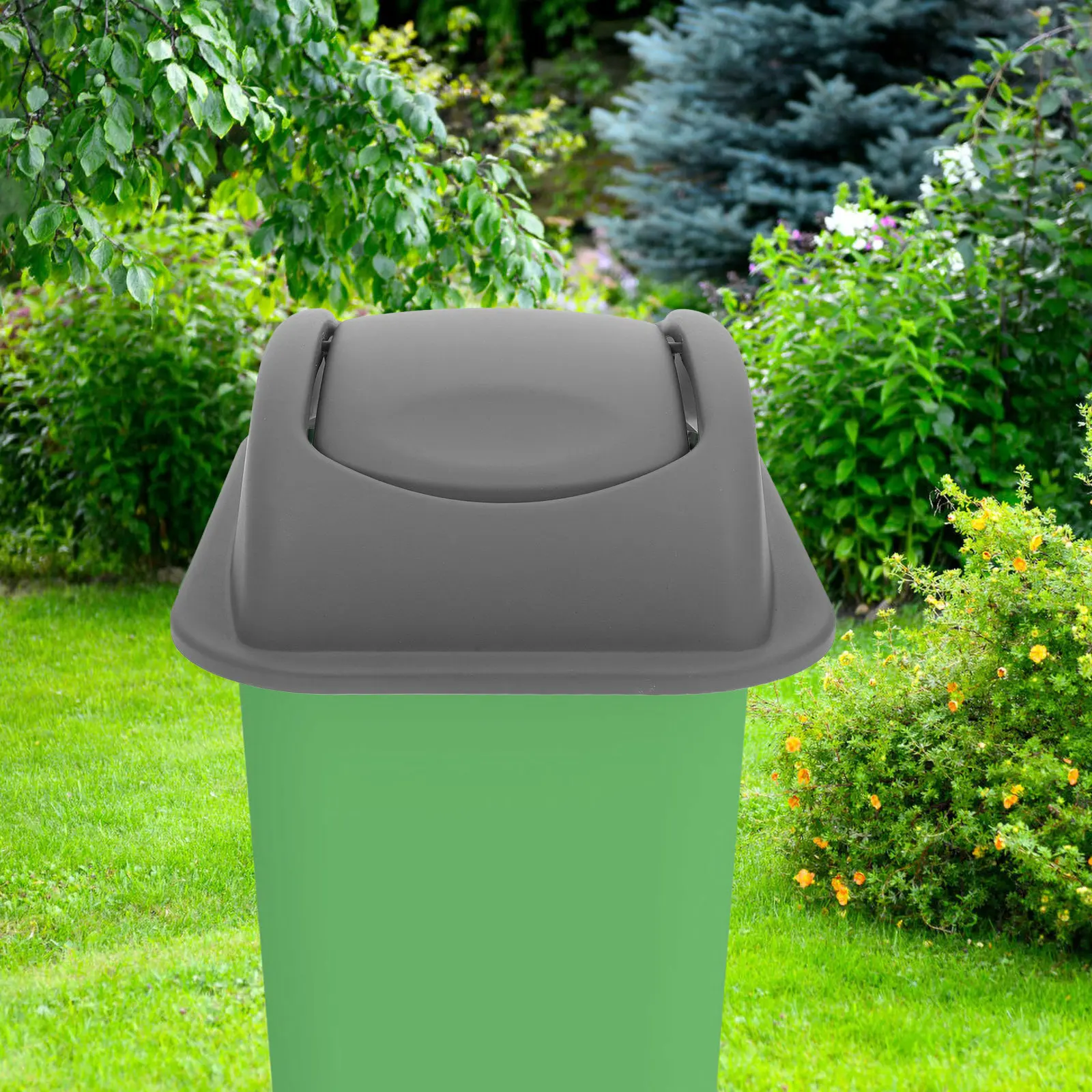 

Outdoor Plastic Trash Bin Rotating Lid Large Capacity Waste Can Cover Replacement Outdoor Trash Can Accessory Bucket Lid