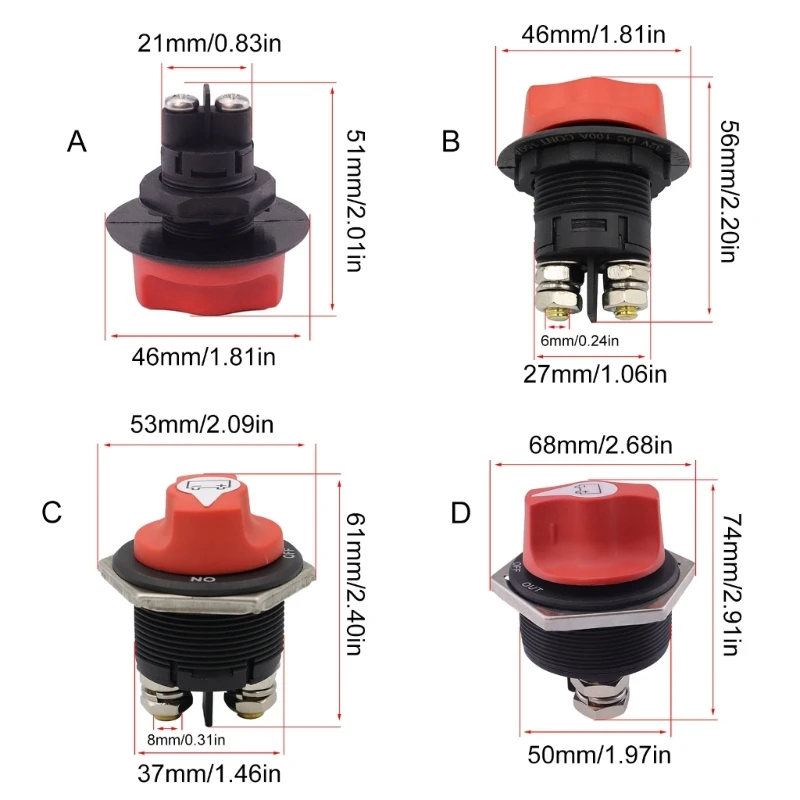 2025 سيارة جديدة ON Offs مفاتيح بطارية الطاقة 50A-300A مفتاح فصل البطارية للبطارية البحرية قطع إيقاف يقتل التبديل