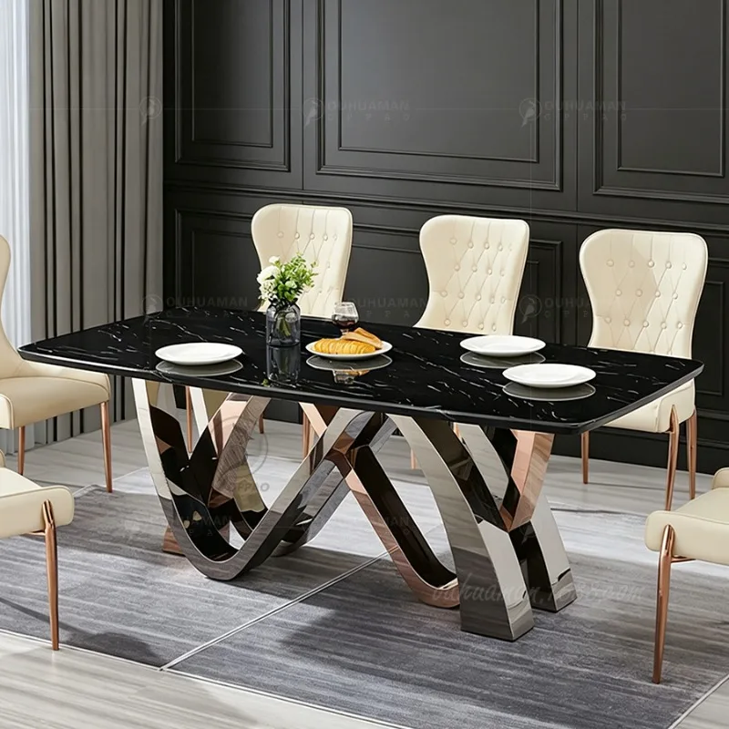 

Stainless steel high-end home banquet hotel dining table and chair combination