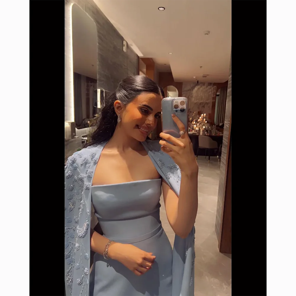 Customized Square Neck Long Evening Dresses Elegant Formal Occasion Prom Gowns Beading Flower 2025 Floor Length Prom Dresses