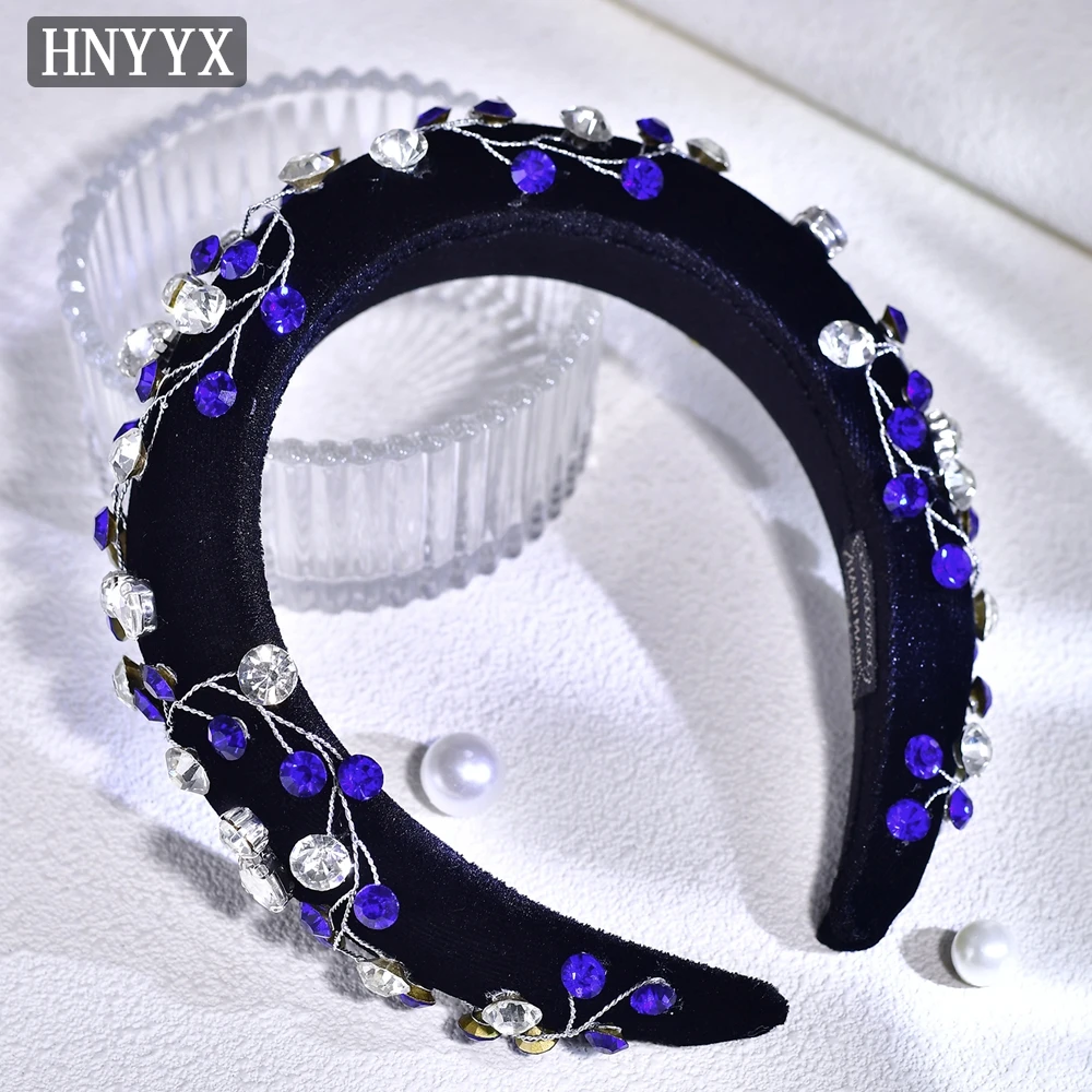 HNYYX Retro Luxury Hairband Fashion Baroque Rhinestone Sponge Headband Women's Exquisite Hair Accessories Party Headpiece A267