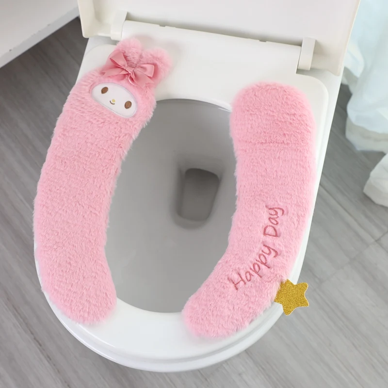 

Плюшевый кролик с рисунком, летний милый чехол на сиденье унитаза, аниме, нескользящая подушка на сиденье унитаза, Kawaii, моющиеся аксессуары для ванной комнаты