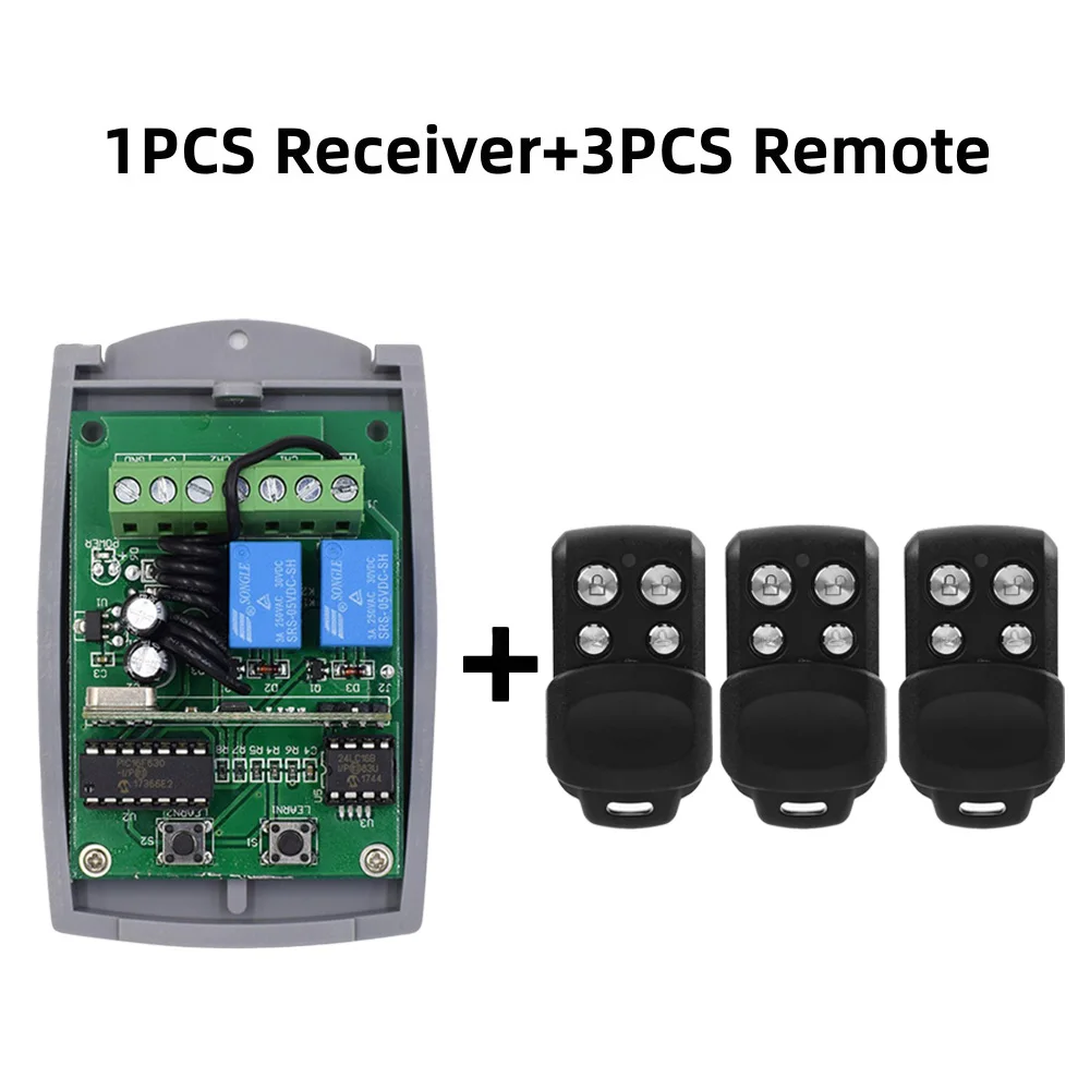 Universal 2 Channel Garage Door Gate Recevier Smart Switch DC12V 24V 433.92MHz Fixed Code and Rolling Code Transmitter Switch