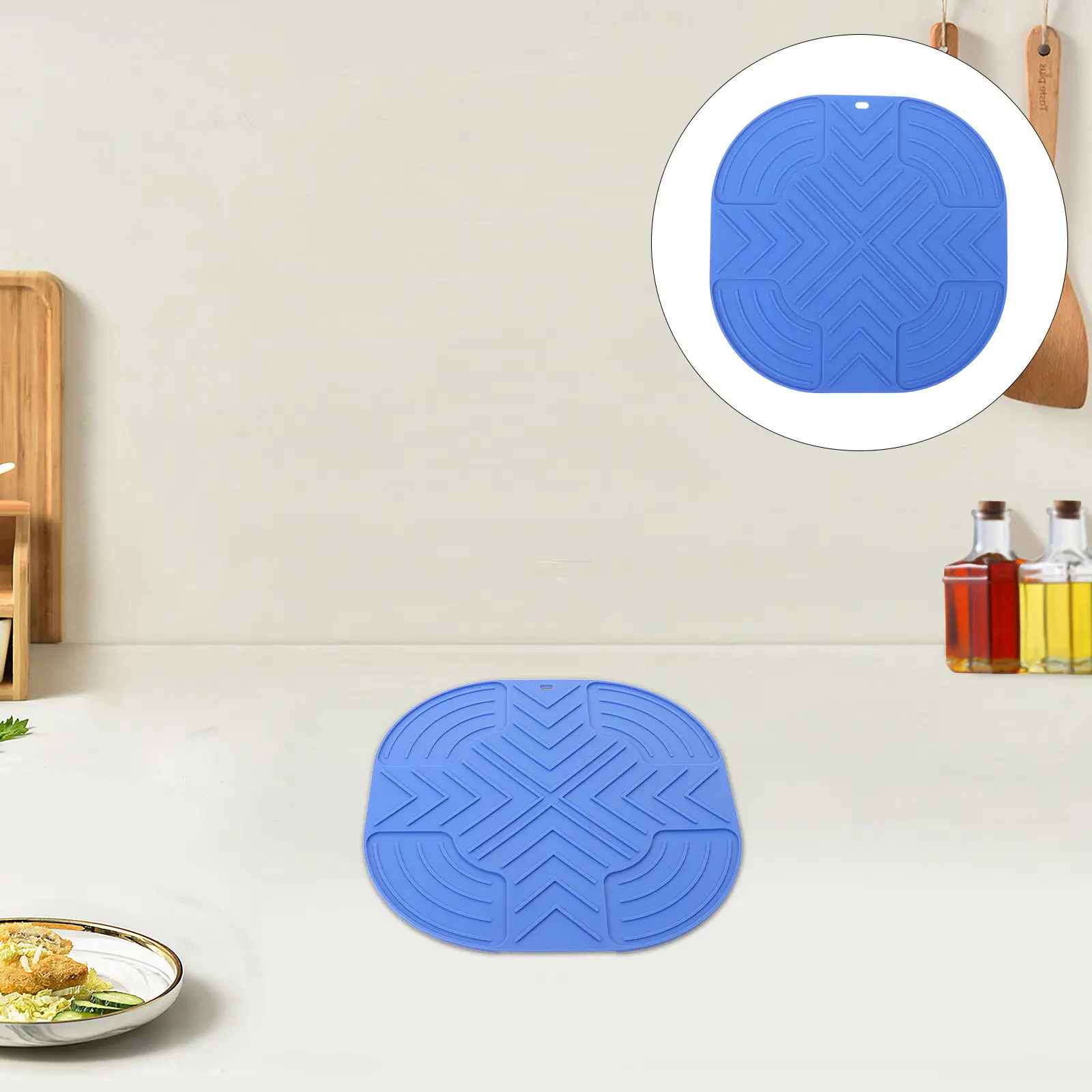 Silicone Air Fryer Heat Resistant Mat 10.24x10.24 Non Slip Kitchen Countertop Protector Oven Pad Cooking Insulation Heatproof