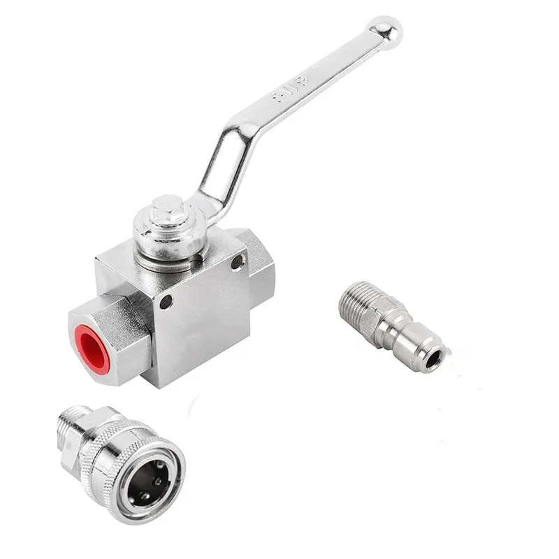 AB46-4500PSI Ball Valve Kit Switch With 3/8Inch Quick Plug Connector For Pressure Washer Hose Pump