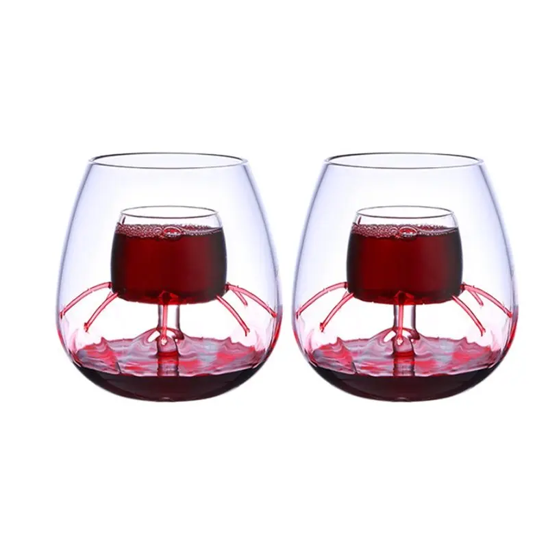 

BAAR-Wine Glass Set With Split-Spout Design, 2Pcs Transparent Glass 520Mlx2, Gift Box For Parties And Gatherings