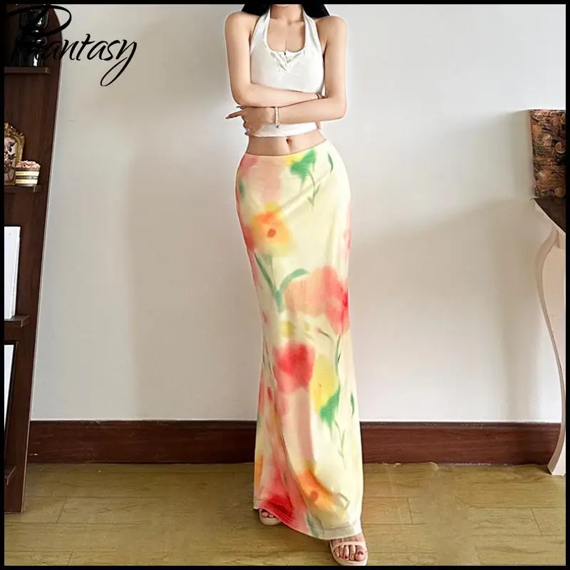 2026 lente zomer resort casual strandrok Europees-Amerikaanse stijl bloemenprint ingerichte fishtail lange rok mode streetwear