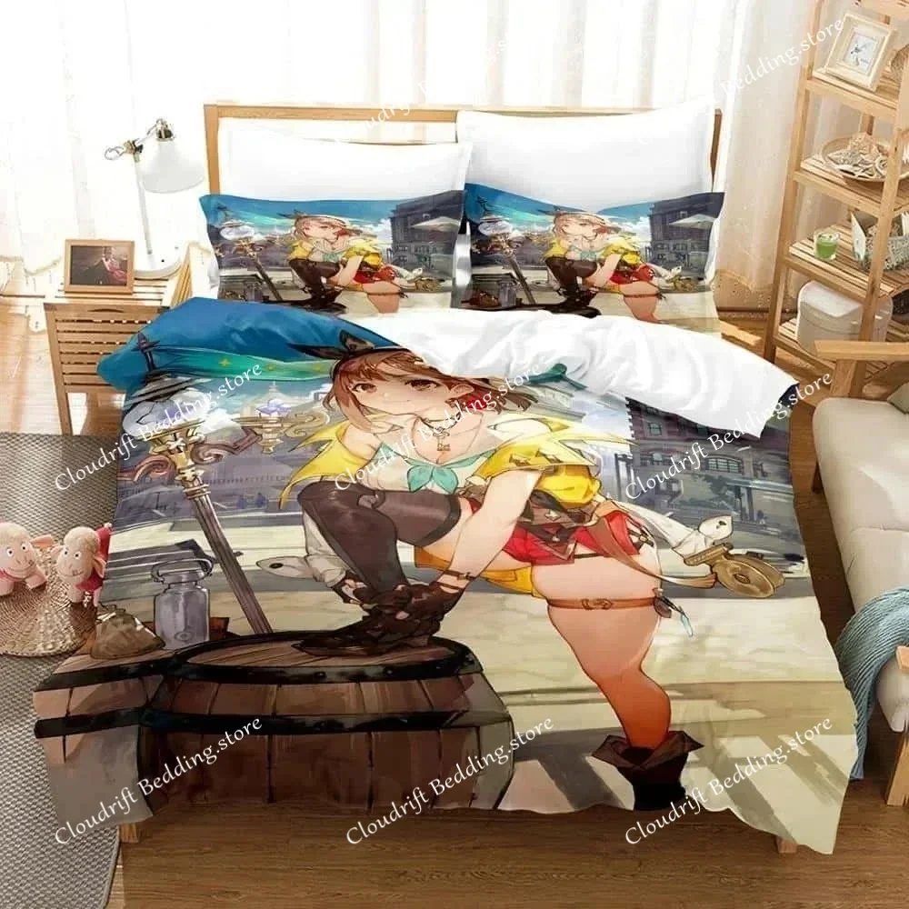 3D Print Anime Atelier Ryza Lost Legends&The Secret Fairy Bedding Set Single Twin Full Queen King Size Bed Set Adult Kid
