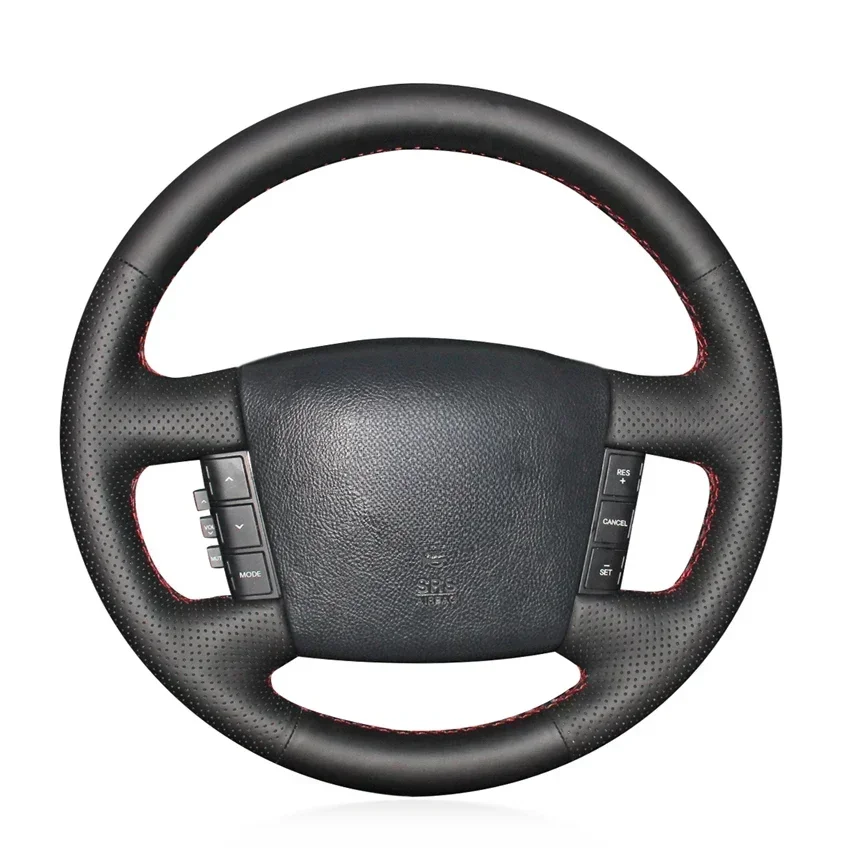 

Black Artificial Leather Hand-stitched No-slip Comfortable Car Steering Wheel Cover for Kia Borrego 2007-2016 Carens 2004-2006