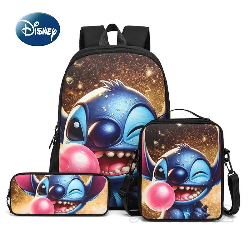 

Disney Stitch New Student Backpack 3-piece Set Cartoon Primary School Student Backpack Large Capacity Multifunctional Backpack
