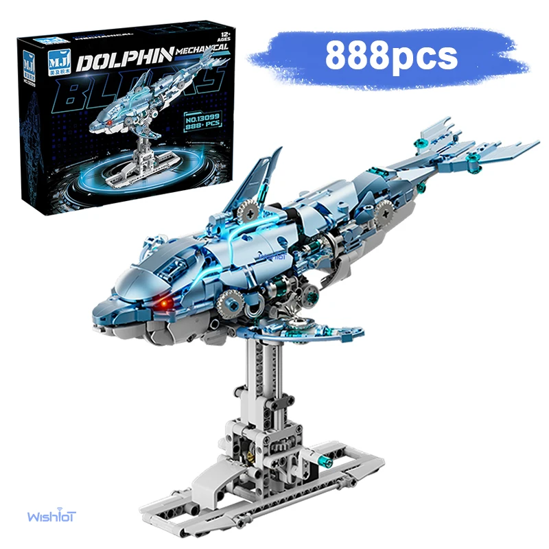 

Mechanical Blue Dolphin Model 888PCS Building Blocks Ocean Animal Assembly Creative DIY Bricks Toy Gift for Boy Adults Decor