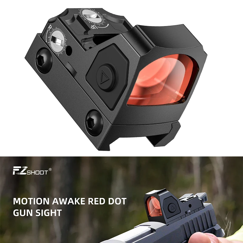 

EZshoot Full Sized Red Dot Sight Motion Awake Optics for Pistols 2MOA Dot Reflex Scope with Adapter Plate for MOS and Picatinny