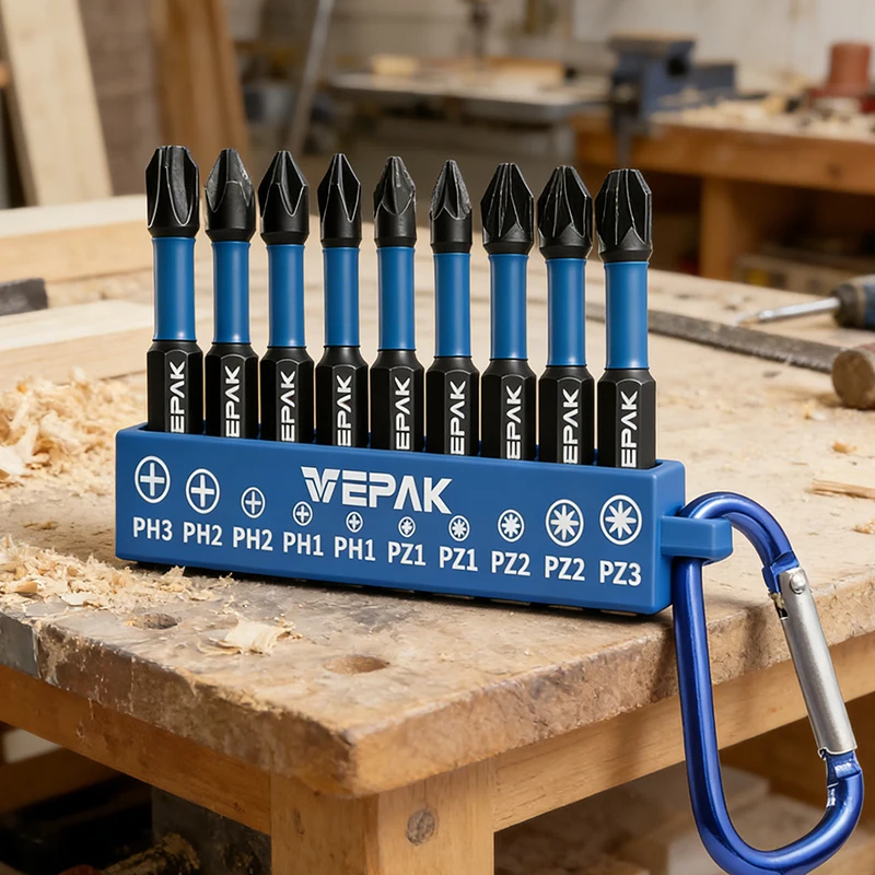 VEPAK 10PCS Screwdriver Bits Set&Magnetic Extension Bar Impact Driver Bits CRV Steel Strong Magnetic Anti-Slip Tool Accessories