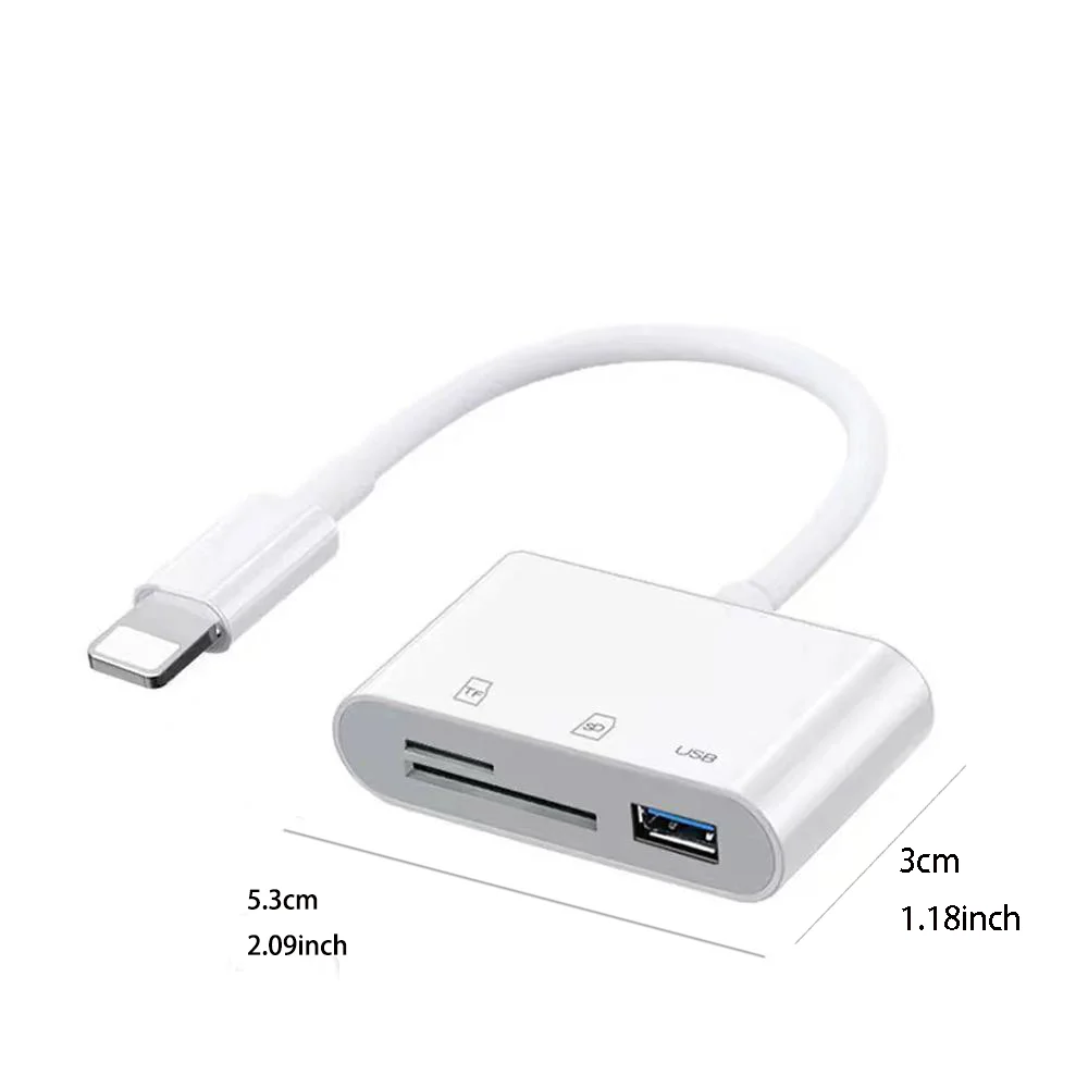 Lightning 3-in-1 iPhone to SD & TF Card USB Camera AdapterFor iPad iPhone Card Reader USB Dongle for USB Flash Plug Play