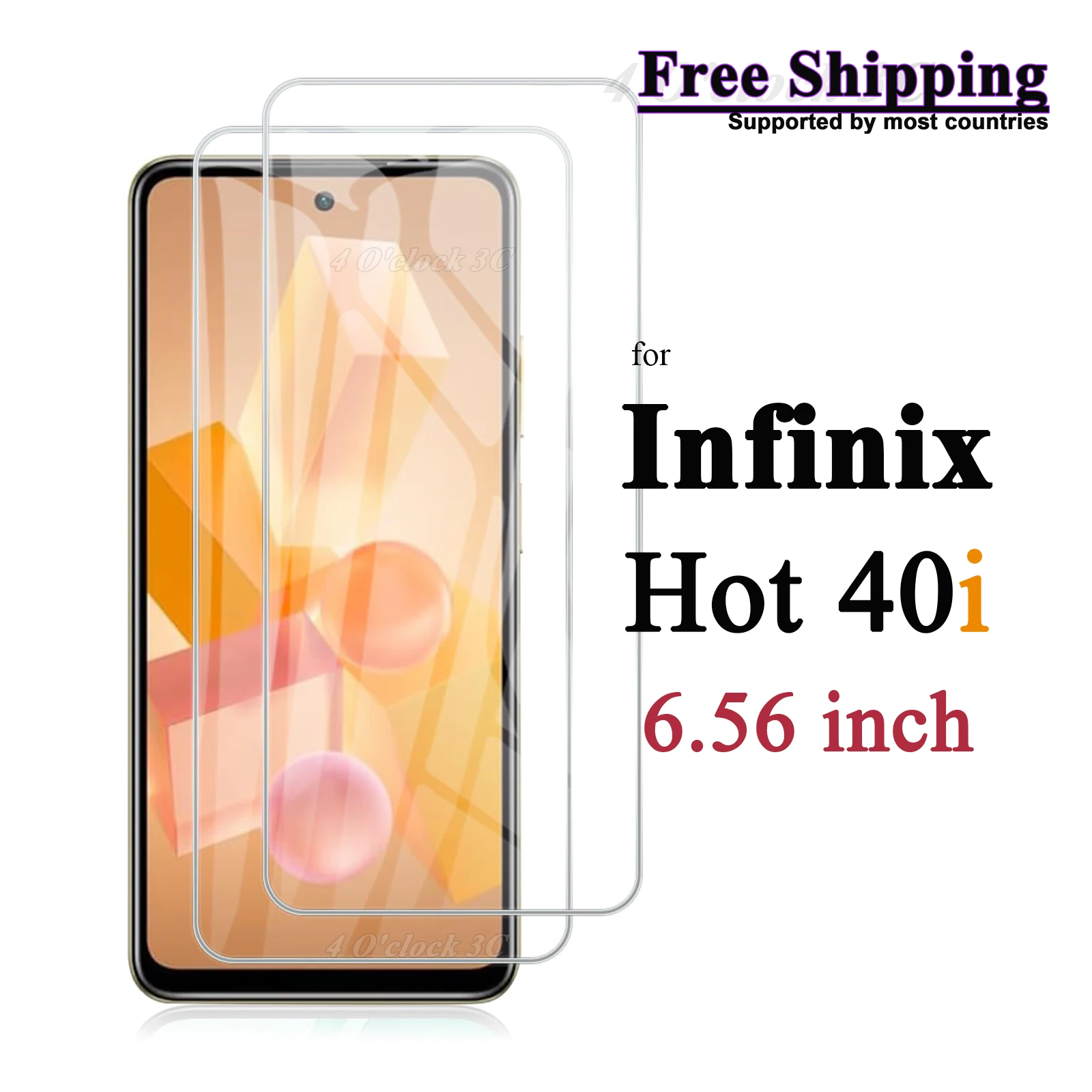 

For Infinix Hot 40i 4G 6.56 inch Screen Protector Tempered Glass Crystal Mica 9H HD Clear Transparent Scratch Resistent Case Fit