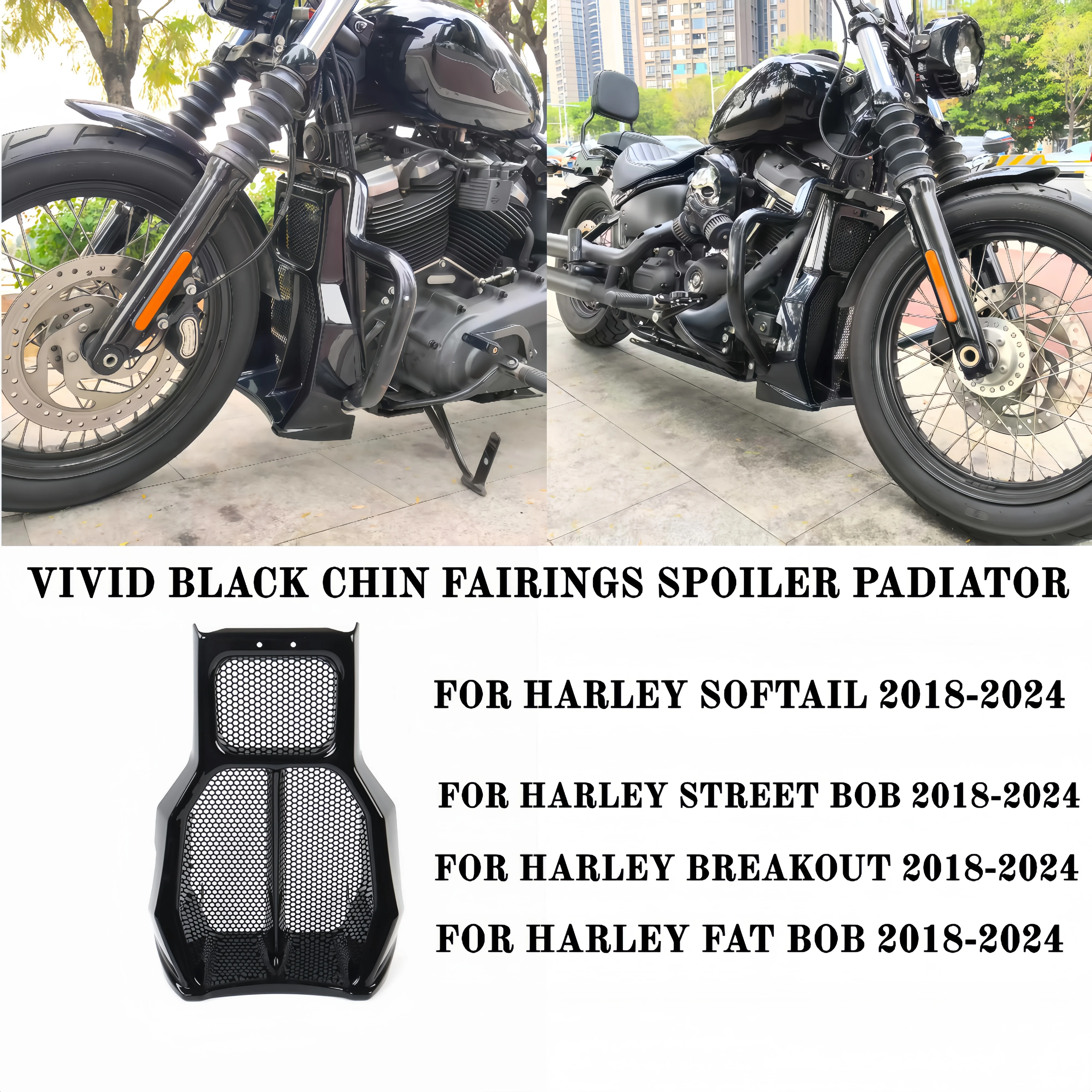 NEW Motorcycle Front Spoiler Fairing Chin Spoiler Radiator Guard Cover Kits For Softail Breakout Fat Bob Street Bob 2018-2024