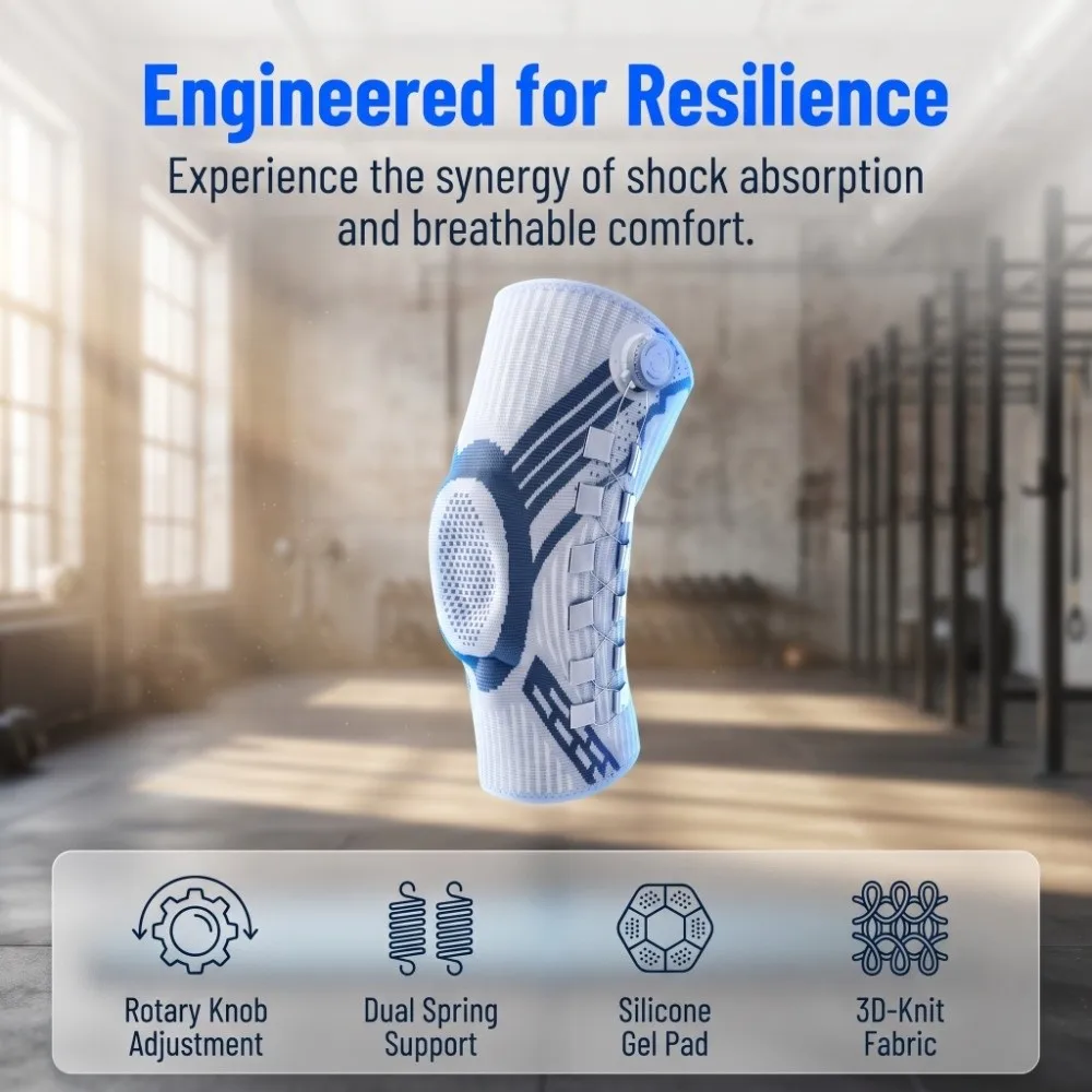 Adjustable Knob knee pads Non-Slip Elastic Shin Defender Breathable Spring Support Sports Knee Brace Sports Protection
