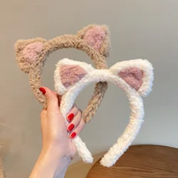 Cute Cat Ears Hairband Women Girl Cosplay Hair Hoop Winter Soft Wool Headband Anime Party Hair Bands Face Wash Makeup Headwear