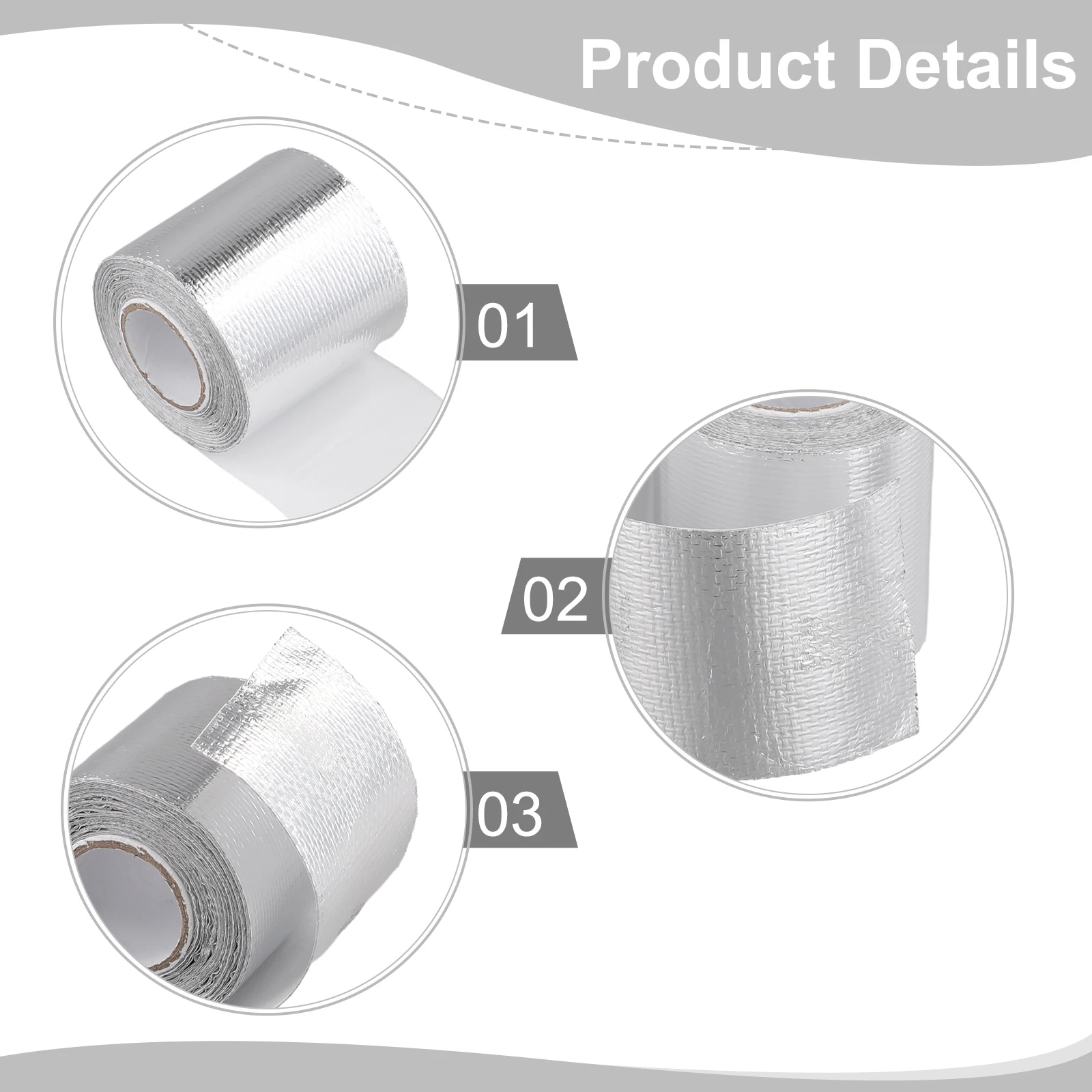 5 Meter 50mm Exhaust Tape Silver Glass Fiber Car Fuel Pipes Doors Firewall Hoods Heat Shield Wrap Auto Accessory