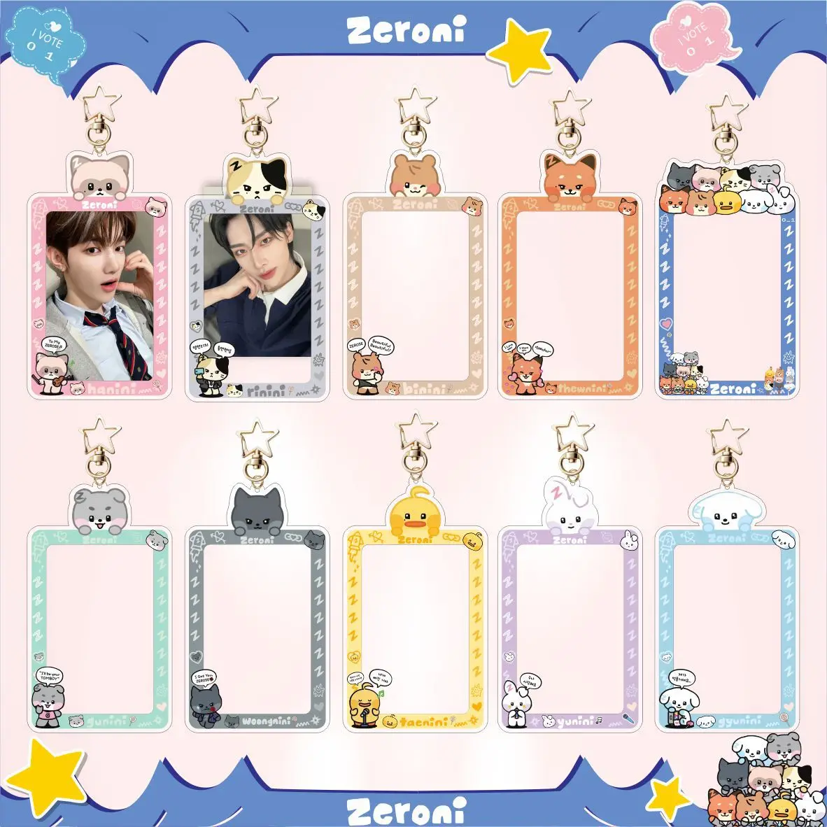 

KPOP Zerobaseone Zeroni Cartoon Animal Card Holder Pendant Zhanghao Ricky Matthew Hanbin Photos Display Keyring Fans Collection