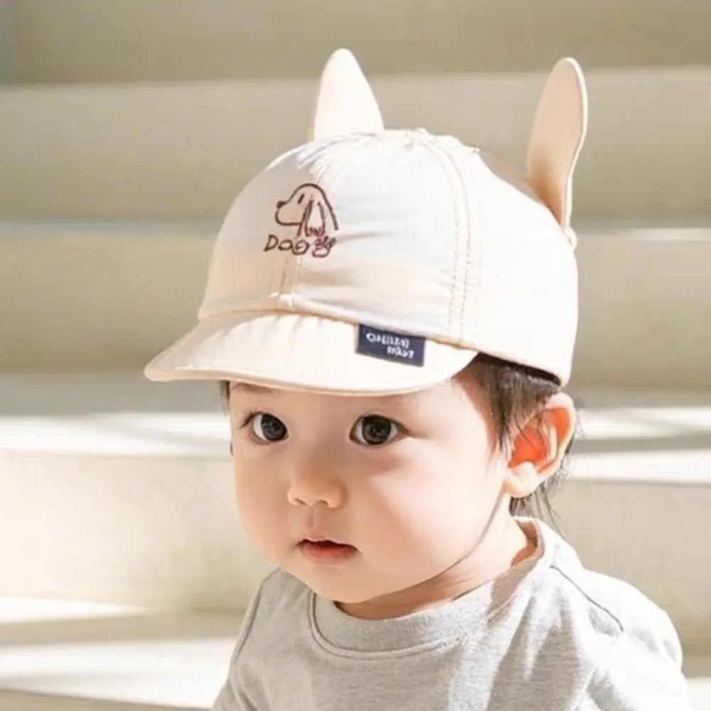 

Breathable Dog Ear Peaked Cap Korean Style Embroidered Baby Baseball Cap Quick Dry Cartoon Animals Kids Sun Protection Hat Boys