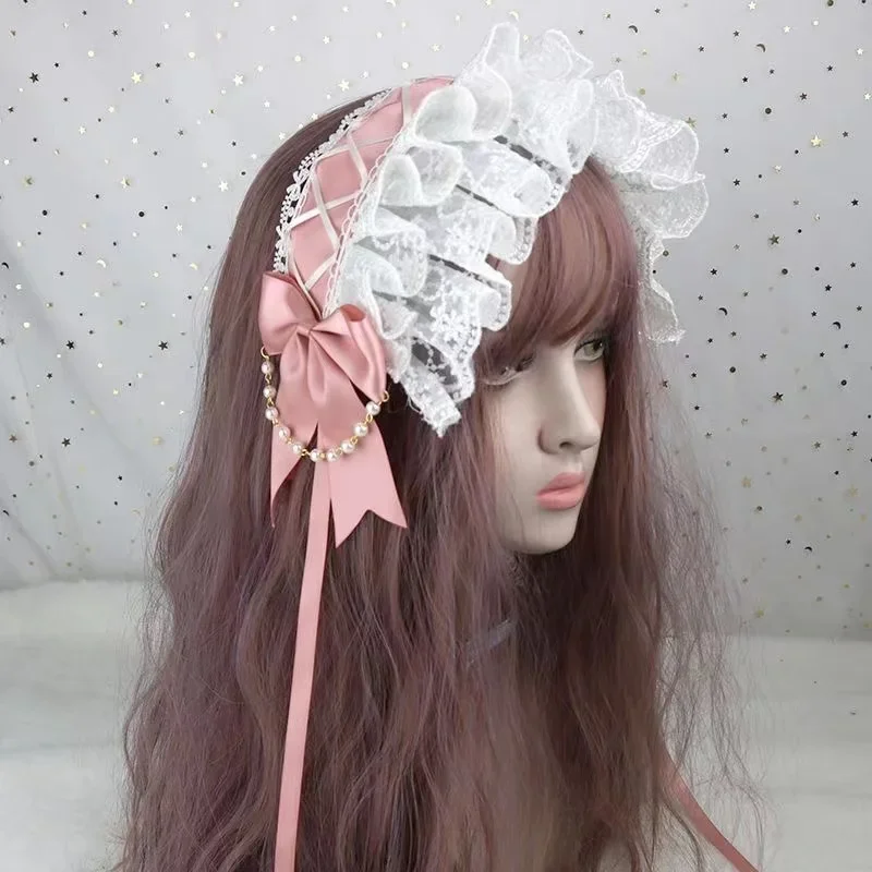 Original Lolita Lolita Ruffled Headband with Hairpins Daily Versatile BNT Headdress Angel Street Anime Maid Cosplay Headdress