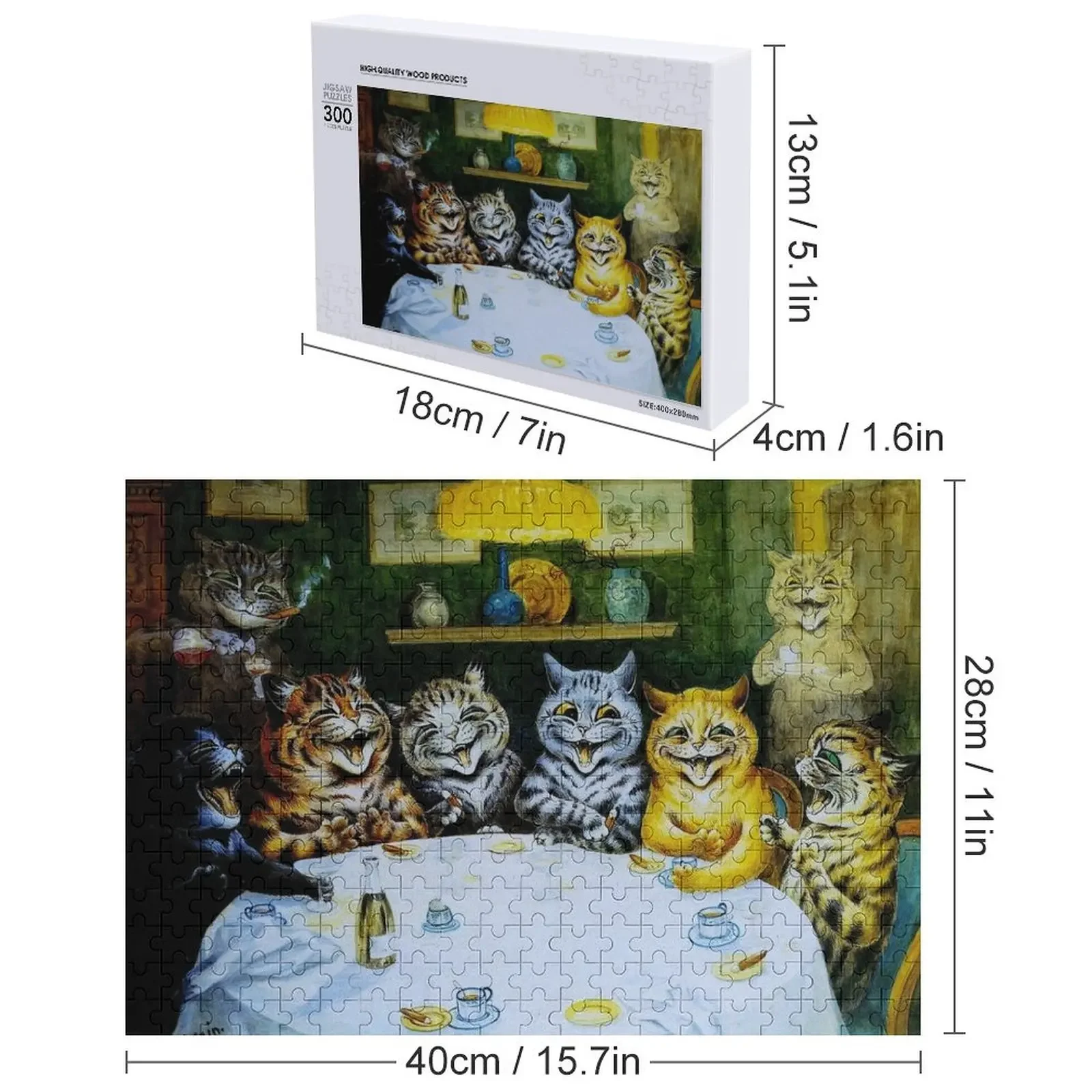 القطط بعد العشاء: لوحة فنية عتيقة بواسطة لويس وين طباعة بازل قطع لغز مخصص