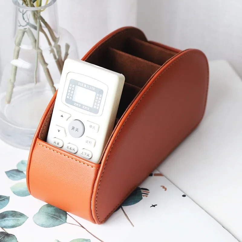 AhunderJiaz Light luxury Creative Leather Remote Control Organizer Creative Organizer Pen Holder Cosmetic Organizer Home Decor