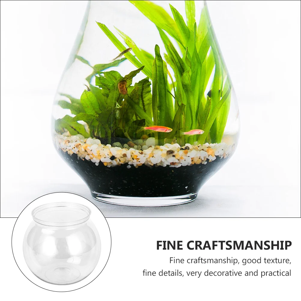 

Round Small Fish Tank Creative Desktop Decor Clear Plastic Durable Tabletop Aquarium Ornament Small Fish Tank Round Planter