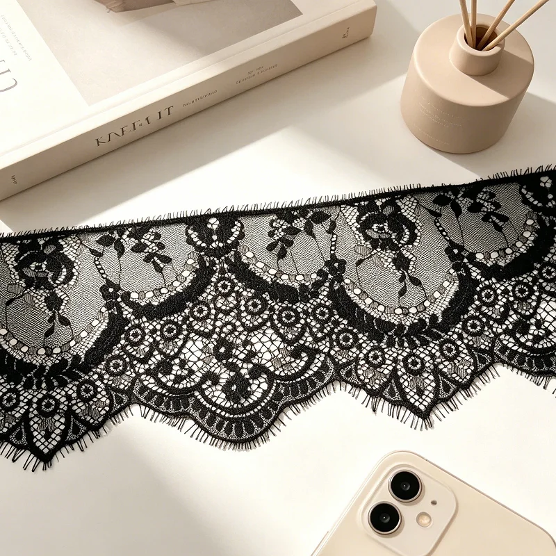 (3 meters/lot) width 160mm Floral Embroidered Eyelash Lace Ribbon Clothing Accessories lace material Handmade