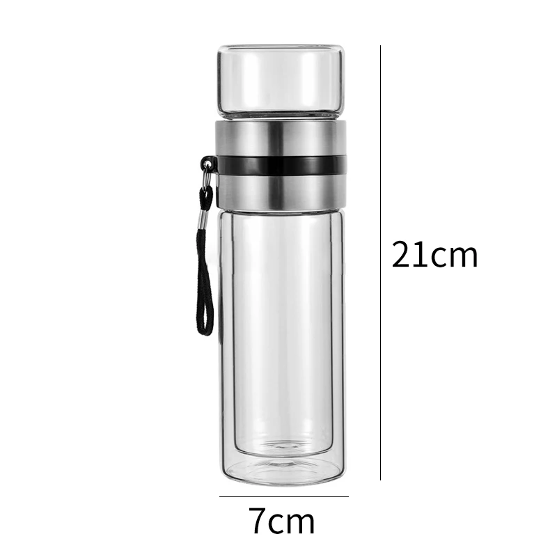 Double Glass Insulated Tea Cup With Cup Tea Water Separation Cup Outdoor With Filter High-End Simple Kettle Both End Can Be Used