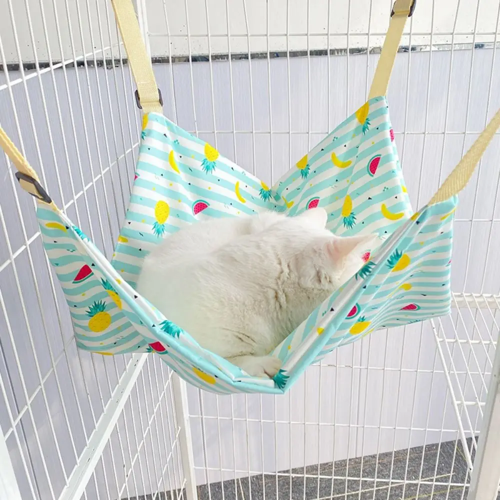 Cartoon Cat Hammock Bed Breathable Soft Pet Cage Hammock with Hanging Hook Wear Resistant Kitten Cage Hanging Bed