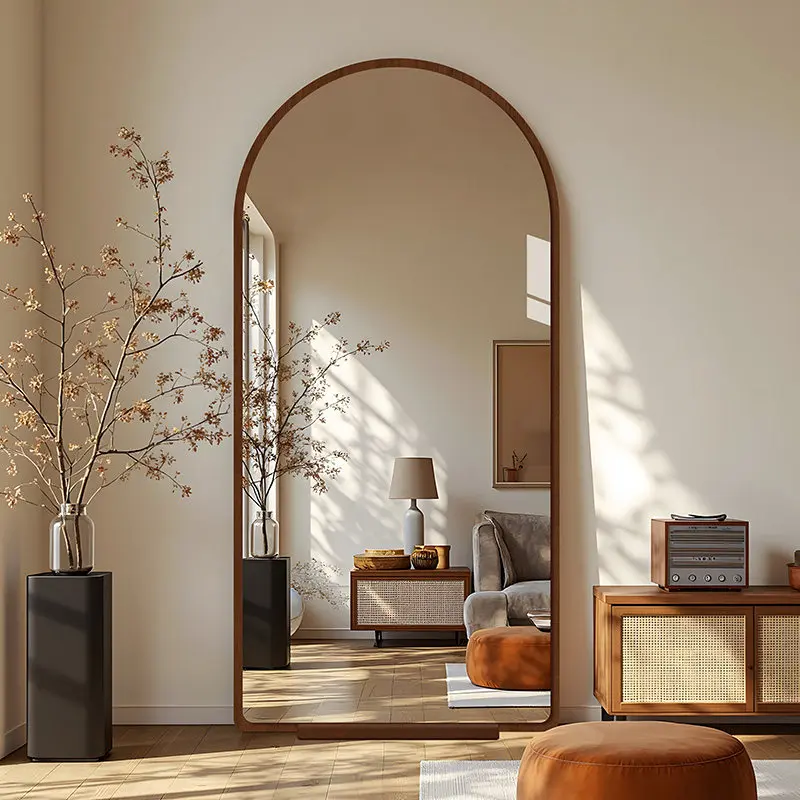 Wooden Standing Mirror Decoration Men Girls Vintage Floor Living Room Full Mirror Body Big Espelhos Living Room Decorations