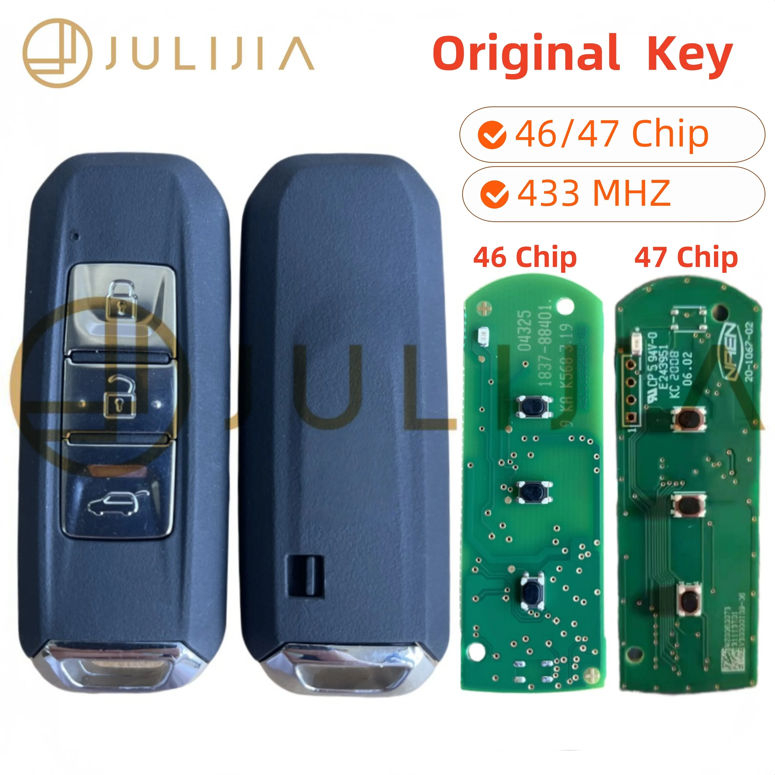 JULIJIA Original for Chevrolet ID46/47 433mhz Chip Smart Key for Chevrolet Captiva Turbo Chevy Groove Blazer Enjoy Optra Hector