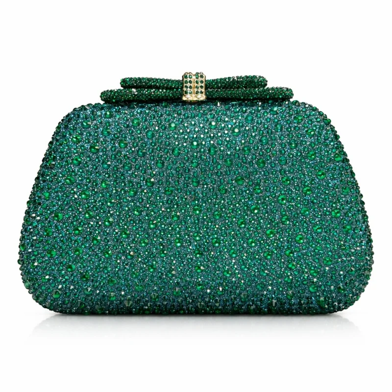 Luxury Sparkly Red Rhinestone Clutch Purse Bling Bow Crystal Clasp Hard Evening Bag Wedding Anniversary Gala Diamond Handbag
