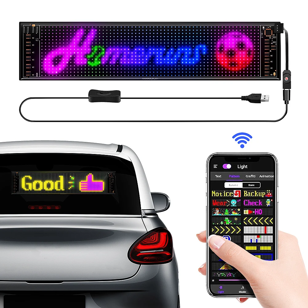 Upgraded RGB USB 5V Programmable LED Scroll Sign Dislplay Scoreboard with App, Versatile for Car, Advertising & Party Decoration