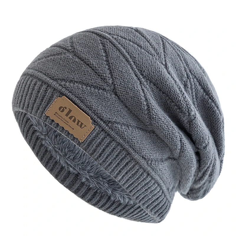 New Unisex Beanie Hats For Men & Women Outdoor Ski Sports Winter Hat Letter Label Decor Plush Fur Lined Warm Knitted Hat