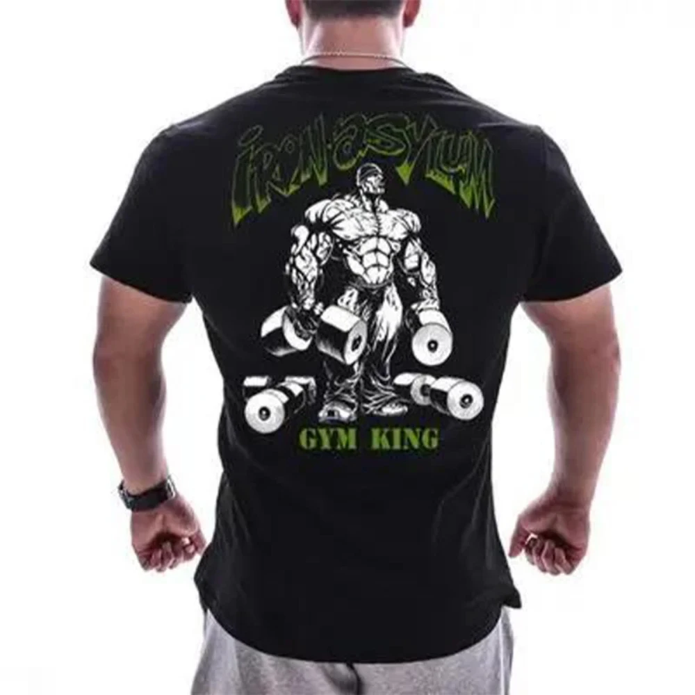 New 2026 Fitness Workout Muscle Dumbbell Graphic Printed Cotton Kids Adults Unisex Short Sleeve T-Shirt Gym Casual Tops