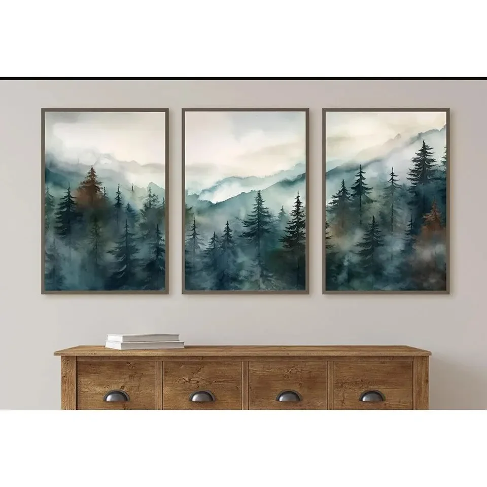 Abstract Trilogy Poster Printmaking Landscape Gable Art Canvas Painting Modern Living Room Home Decoration Wall Painting