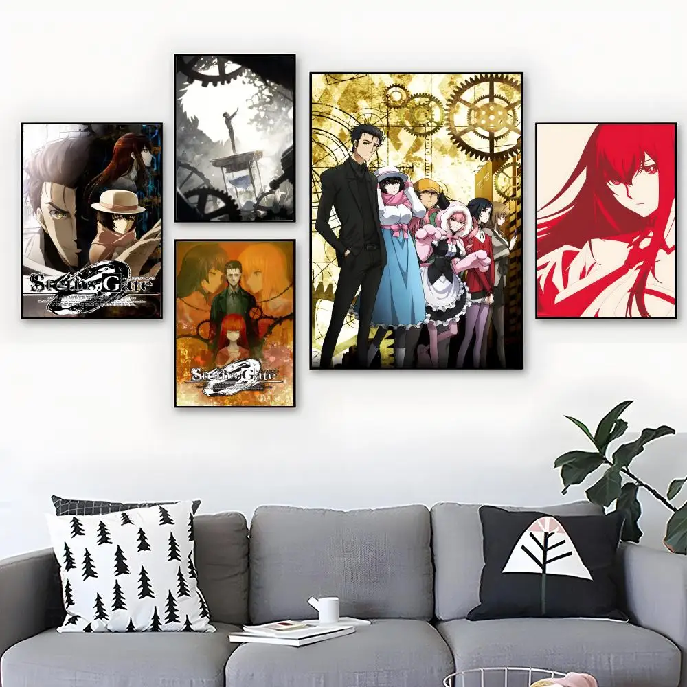 Steins Gate Posterdrucke, Aquarell-Wandkunst, Raumdekoration, Poster, selbstklebendes Kunstpapier, wasserfest