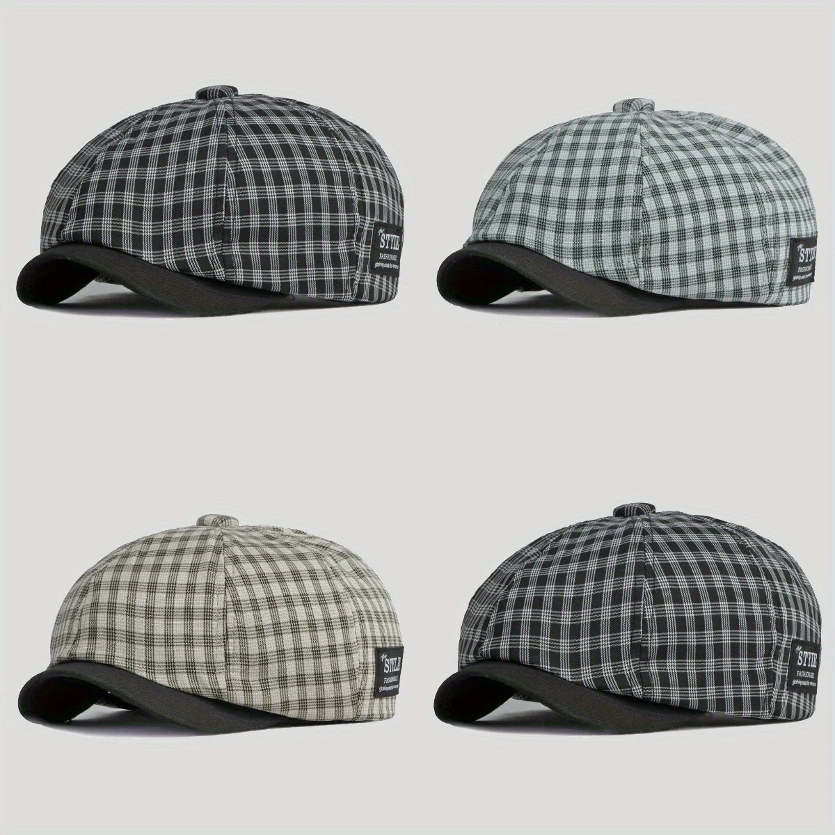 

Checkered Octagonal Beret Vintage Plaid Baker Boy Cap Lightweight Breathable for Women Men Retro Painter Hat Autumn Winter
