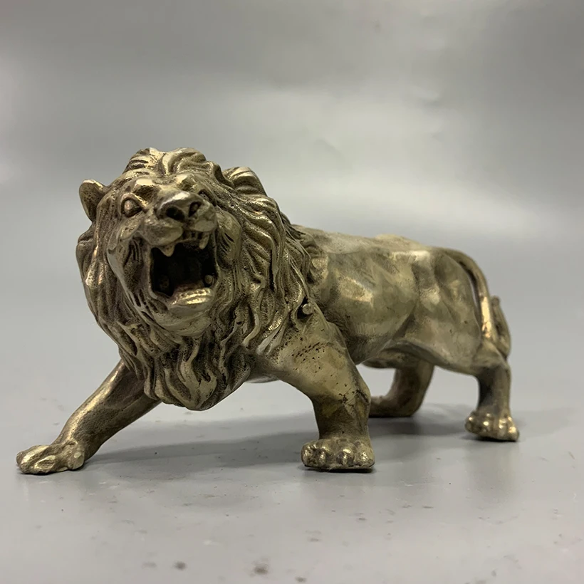 Bronze ware collection, white bronze lion home decorations, film and television props, old objects