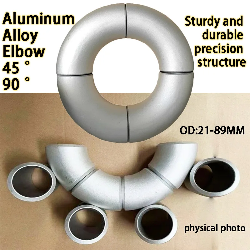 Coude de tuyau en aluminium 45 et 90 degrés, raccords de connecteurs en alliage d'aluminium sans soudure de qualité industrielle
