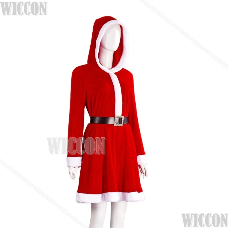 2026 فستان عيد الميلاد الأحمر الجديد هود فستان الحفلات المسائية الأحداث مرحلة الأداء الزي تأثيري امرأة هالوين كرنفال الزي #3