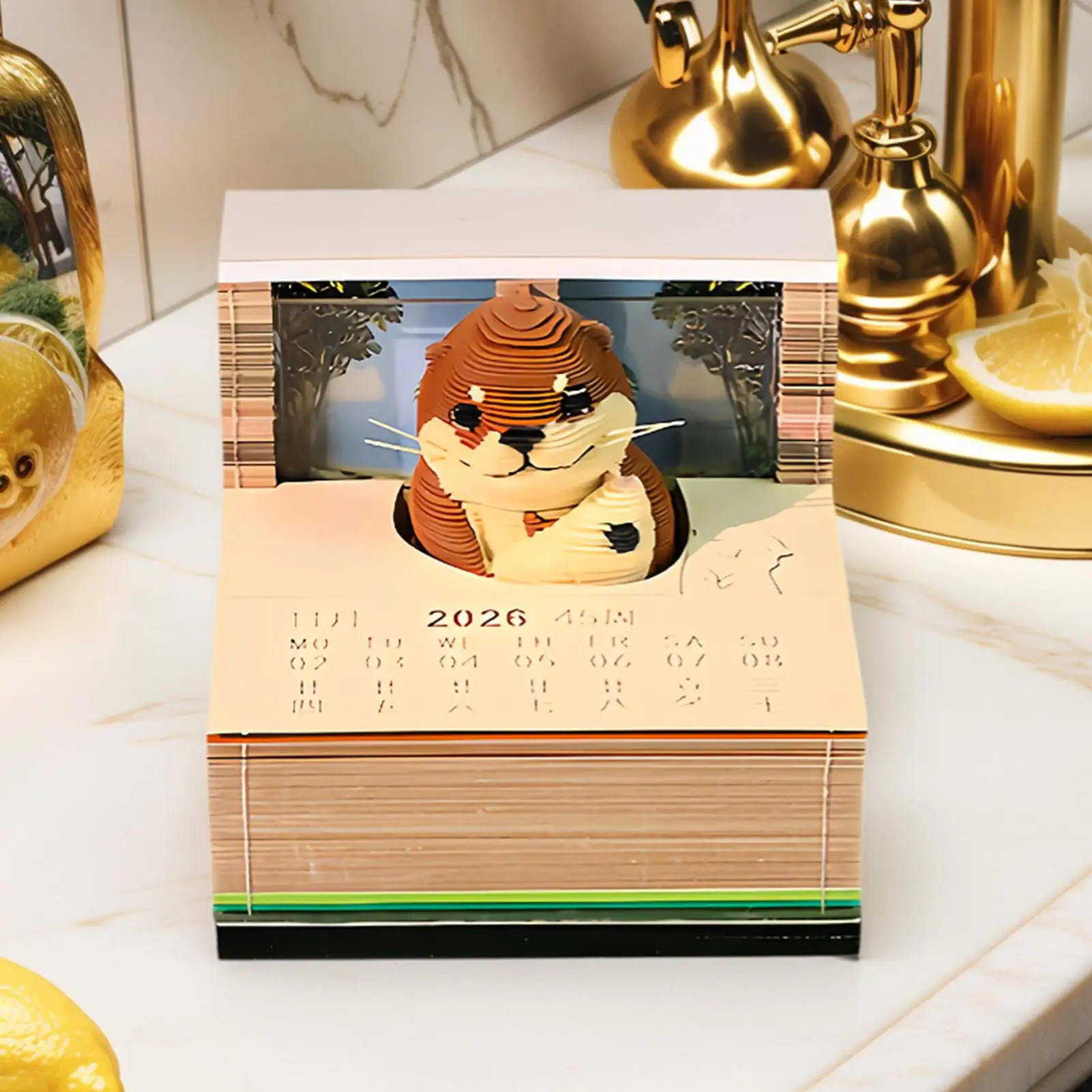 

3D Calendar 2026 3D Notebook Desk Calendar with Acrylic Cover for Home Offices School Dormitory Apartment Bedroom Nursery
