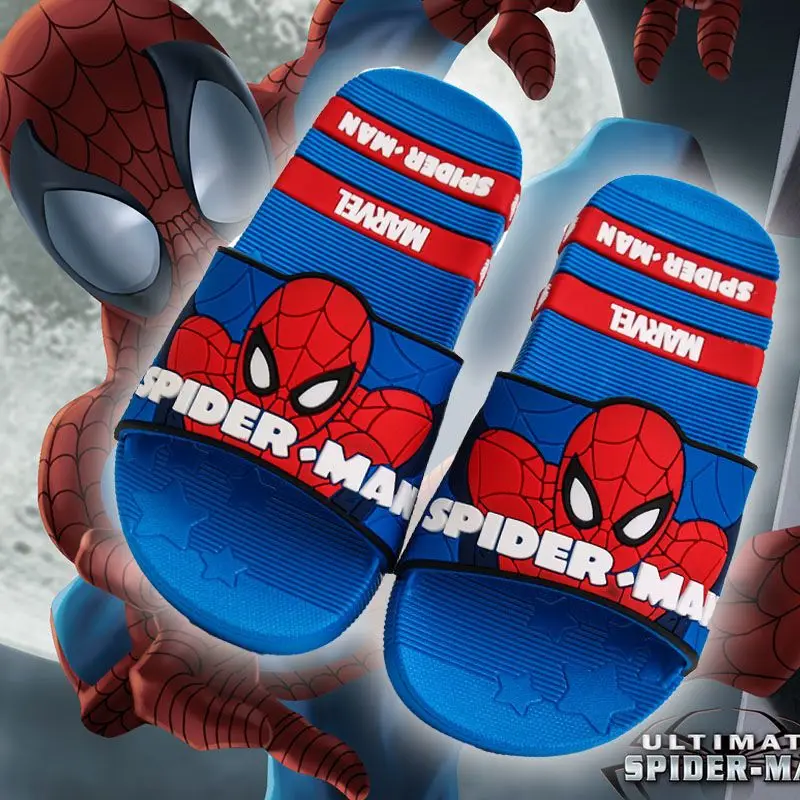 

Тапочки для мальчиков с героями мультфильмов «Человек-паук» Marvel, креативная индивидуальная летняя легкая нескользящая повседневная пляжная обувь, подарок, оптовая продажа