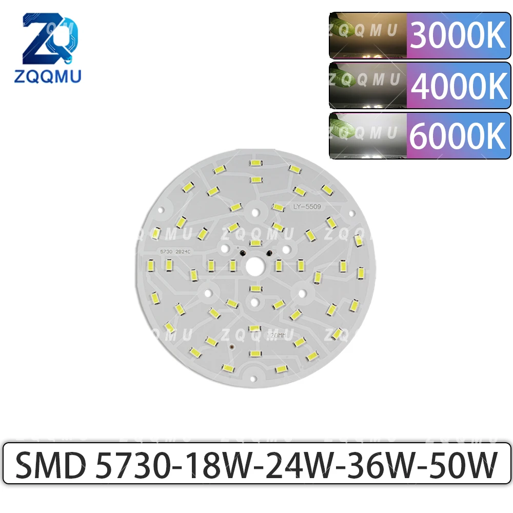 2PCS SMD 5730 LED Chip Board Round Lamp Module 18W 24W 36W 50W Ceiling Downlight Panel Light Source Replacement Indoor Lighting