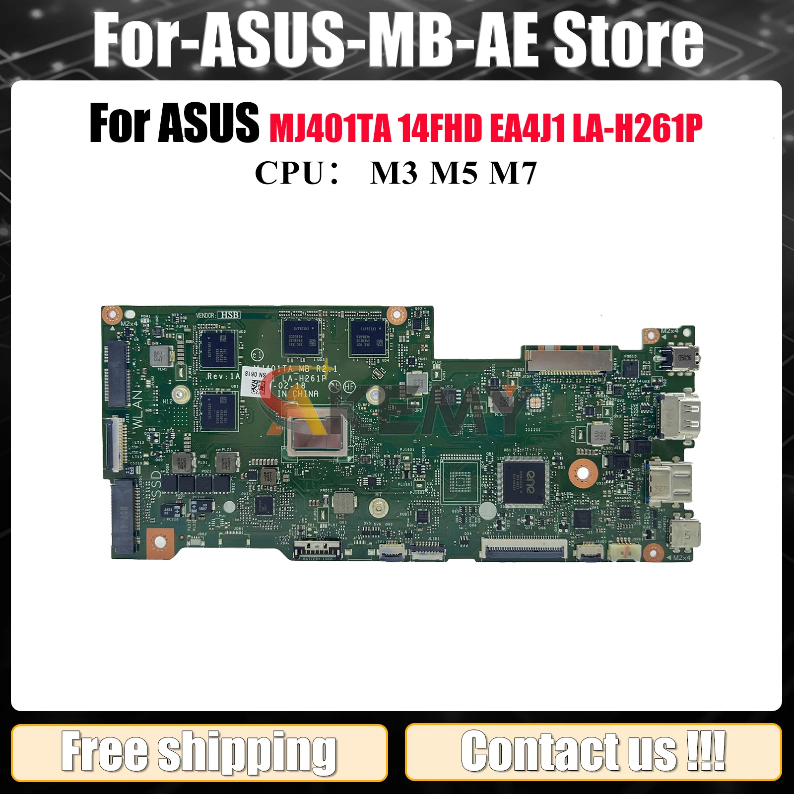

MJ401TA Материнская плата для ноутбука ASUS VivoBook MJ401T LA-H261P 14FHD MJ401TA EA4J1 Материнская плата с процессором M3 M5 M7 100% тест OK stk